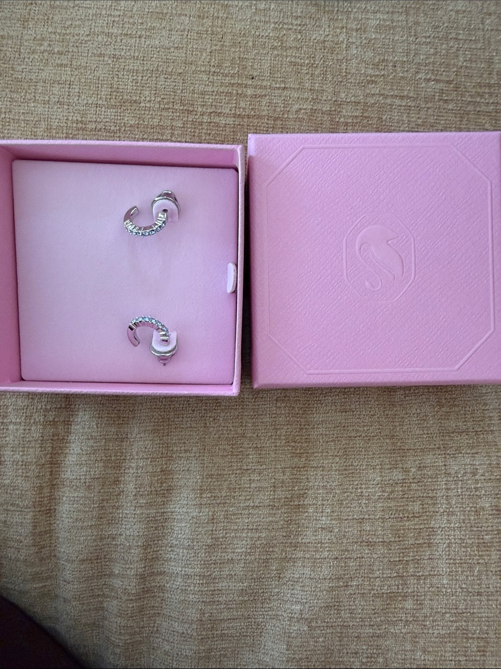 Swarovski Silver Crystal Mini Hoop Earrings